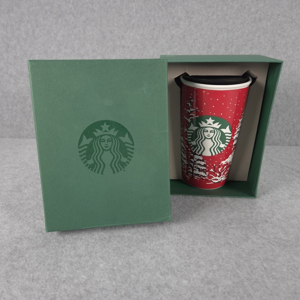 Starbucks 2016 Holiday Christmas Trees Siren Mermaid 12 oz Ceramic Tumbler Mug